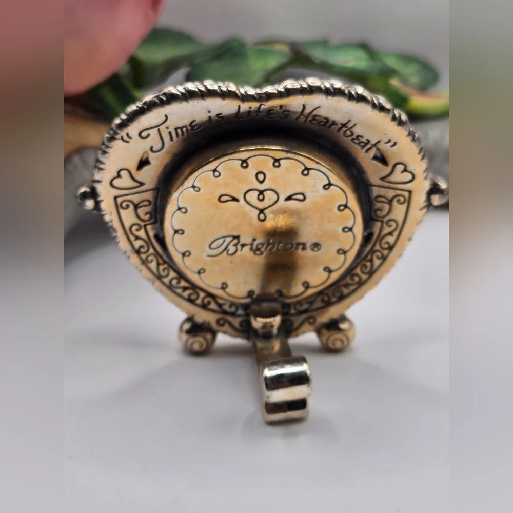 Brighton Ornate Heart Clock in Silver and Gold